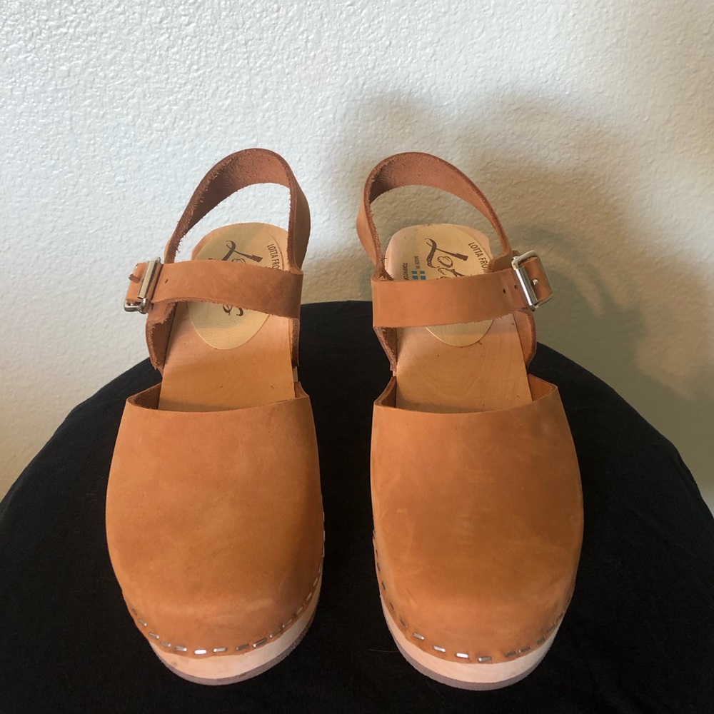 Lotta from Stockholm Brown Wood Clog Heels